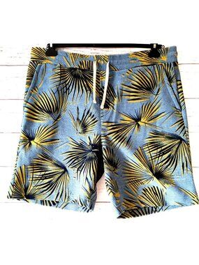 L.O.G.G H&M Men's Shorts Blue Tropical Terry Cloth Pull Up Drawstring Pockets XL
